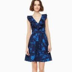 Kate Spade Hibiscus Ruffle V-Neck Dress
